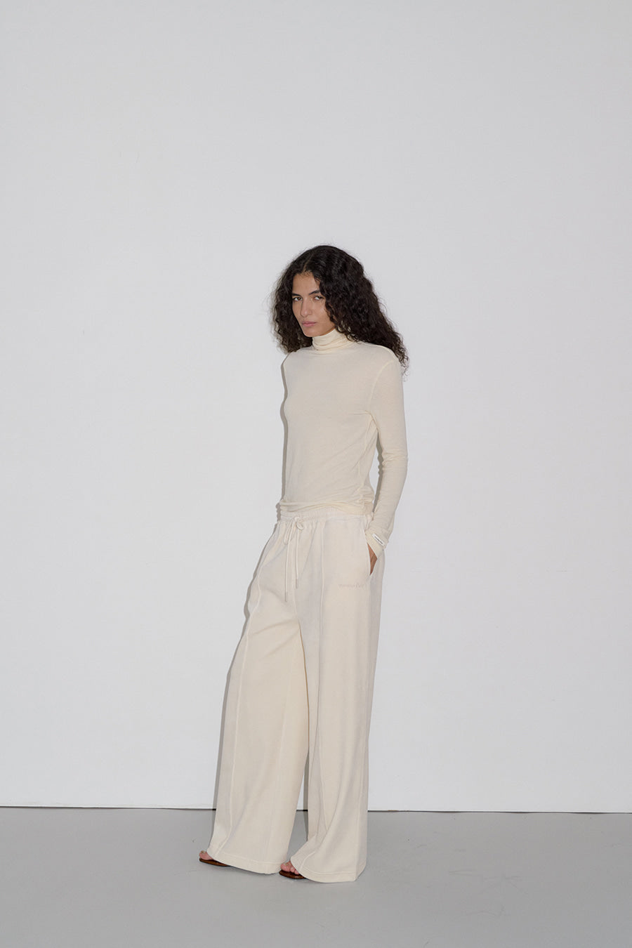Overdueflair Slim-Fit Wool Turtleneck T-Shirt Ivory