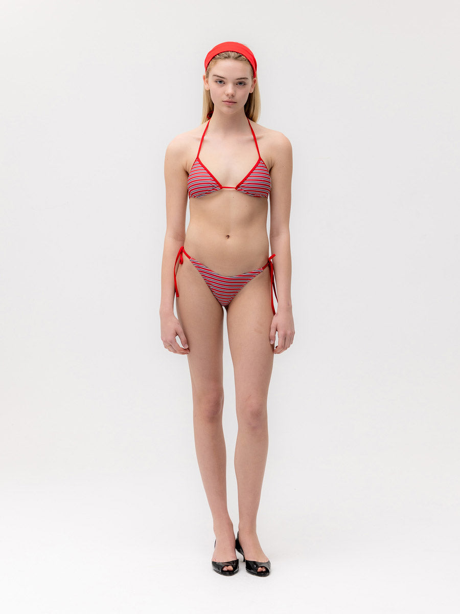 GLOWNY G Encore Stripe Bikini Bottom (Red Stripe)