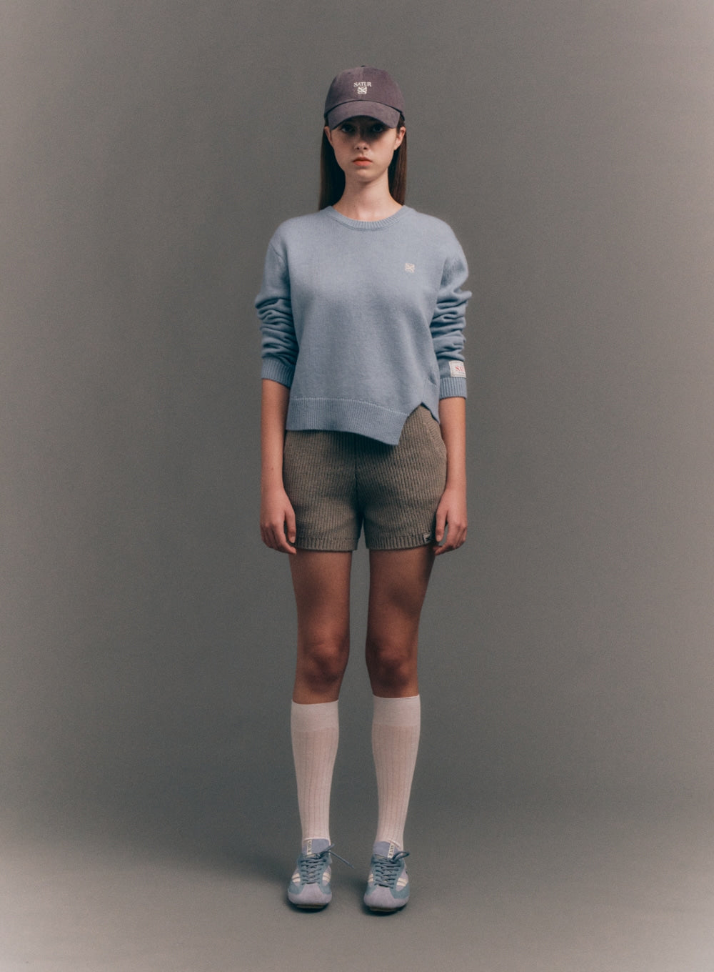 [satur] (W) Dublin Unbalanced Cashmere Blend Knit - Ice Blue