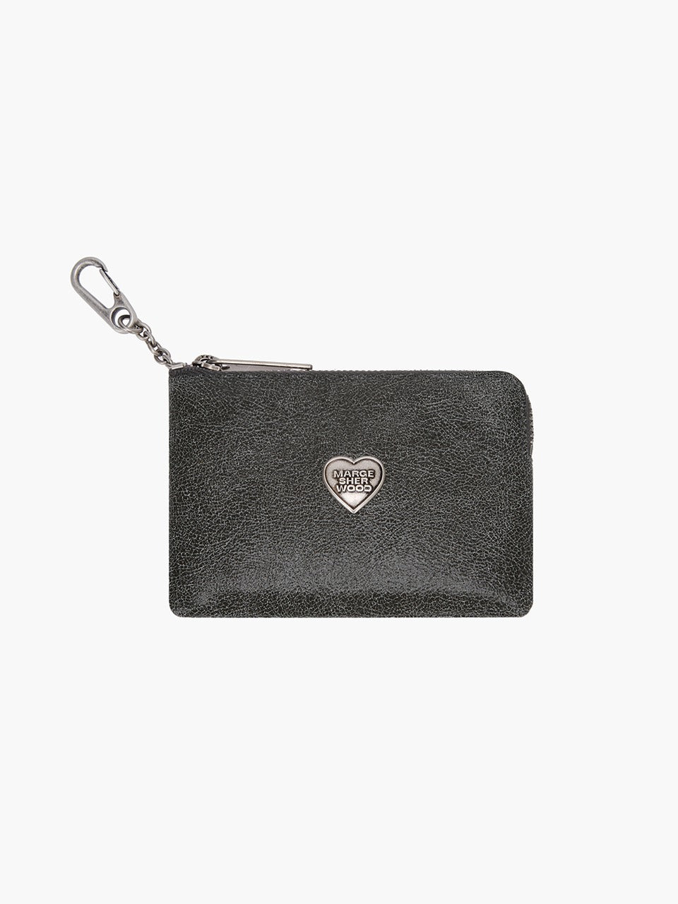 Margesherwood Heart Zipper Wallet Silver Logo white+grey two-tone cracked