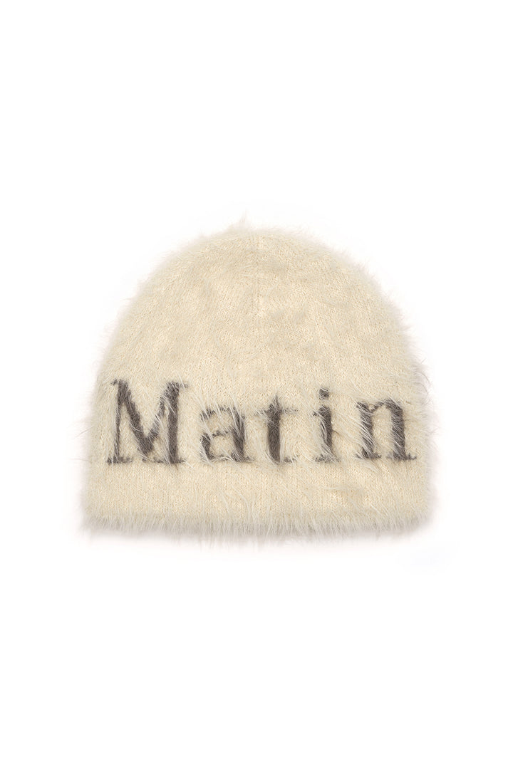 Matinkim Matin Hairy Knit Beanie IN Light Beige