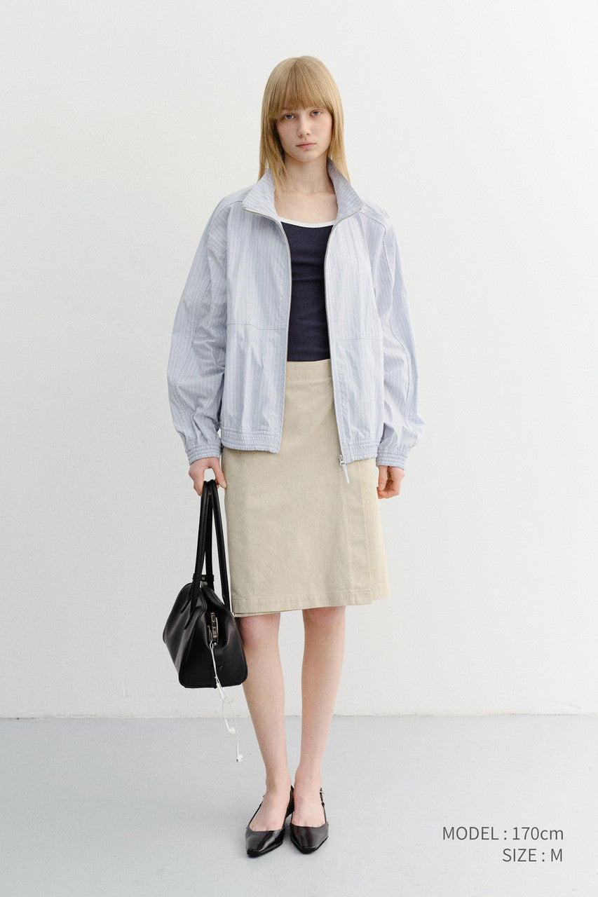 Dunst Unisex Summer Harrington Jacket Soft Blue Stripe