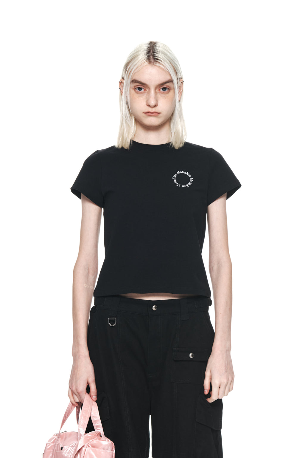Matinkim Matin Circle Logo Crop Top IN Black