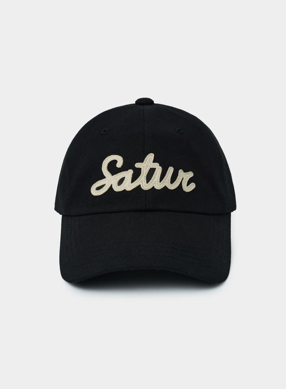 [satur] Vintage Casual Applique Ball Cap - Black