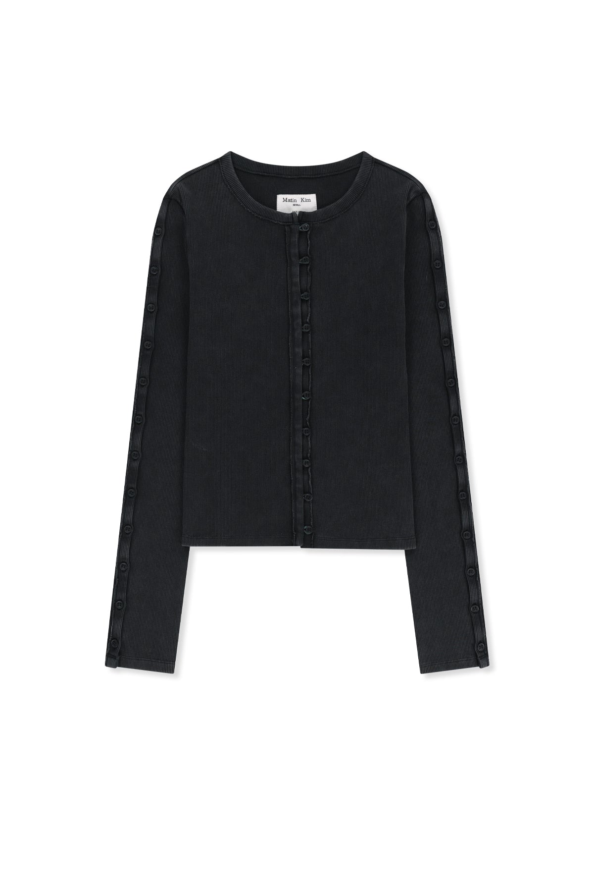 Matinkim Washed Rib Button Detail Top IN Charcoal