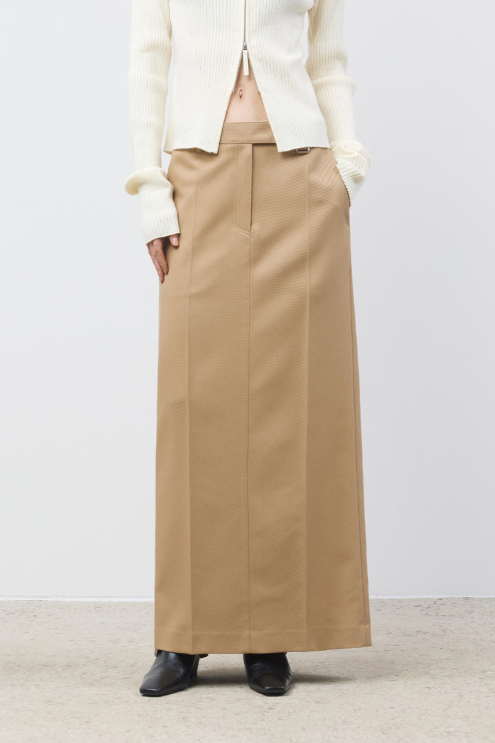 Matinkim Back Double Waist Maxi Skirt IN Beige