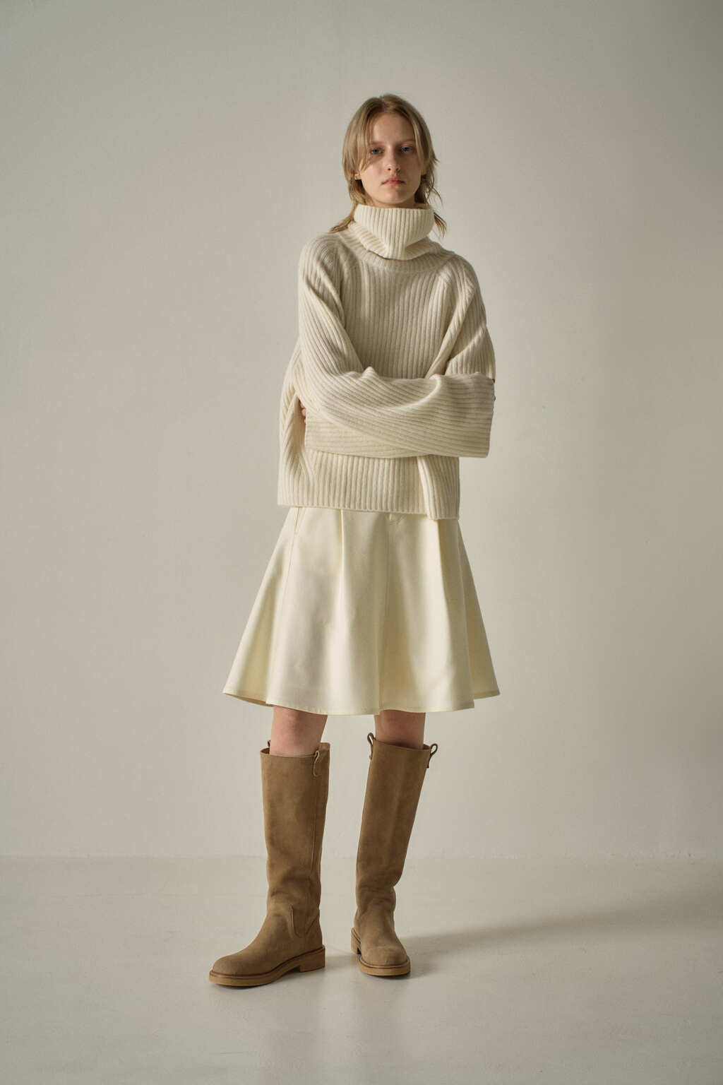Facade Pattern Cashmere Turtleneck Knitwear ivory