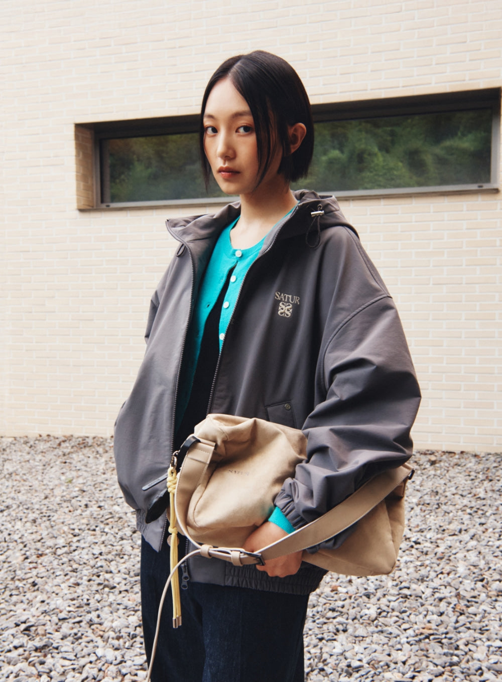 [satur] Verona Big Square Bag - Dark Beige