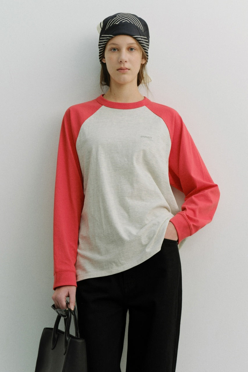Dunst Unisex Raglan T-Shirt Red Oatmeal Melange