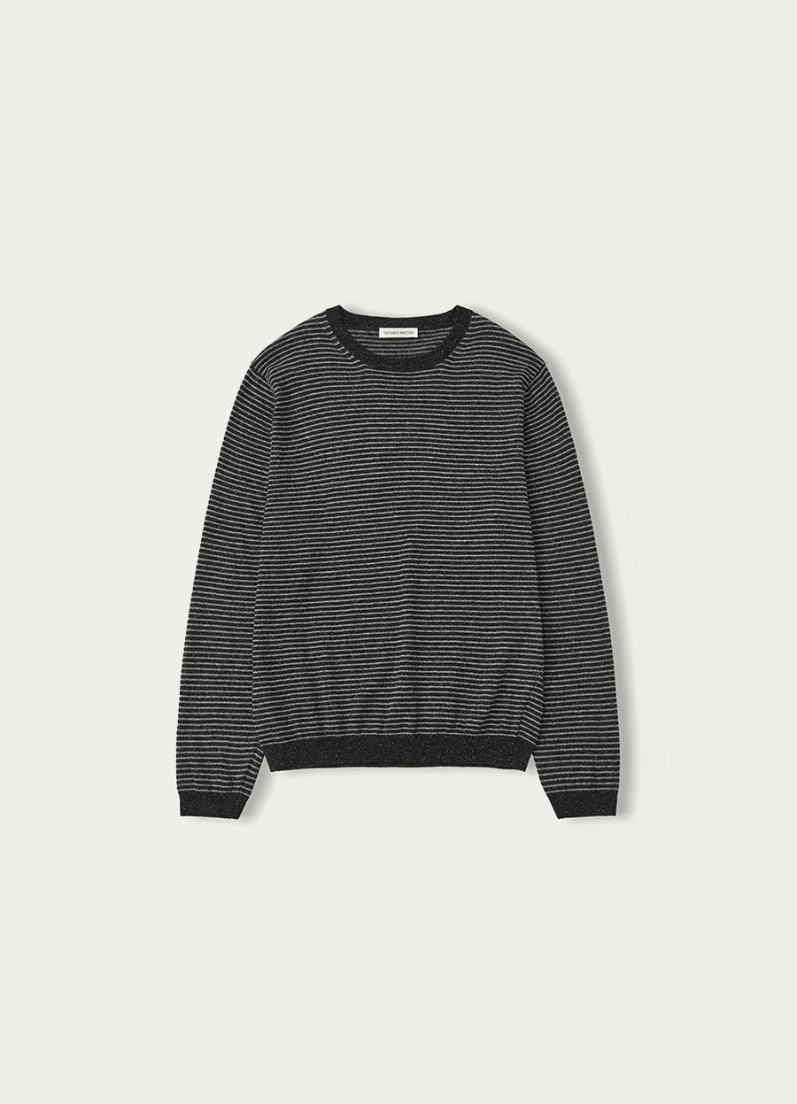 Nothing Written Fine stripe loose knit (Deep charcoal)