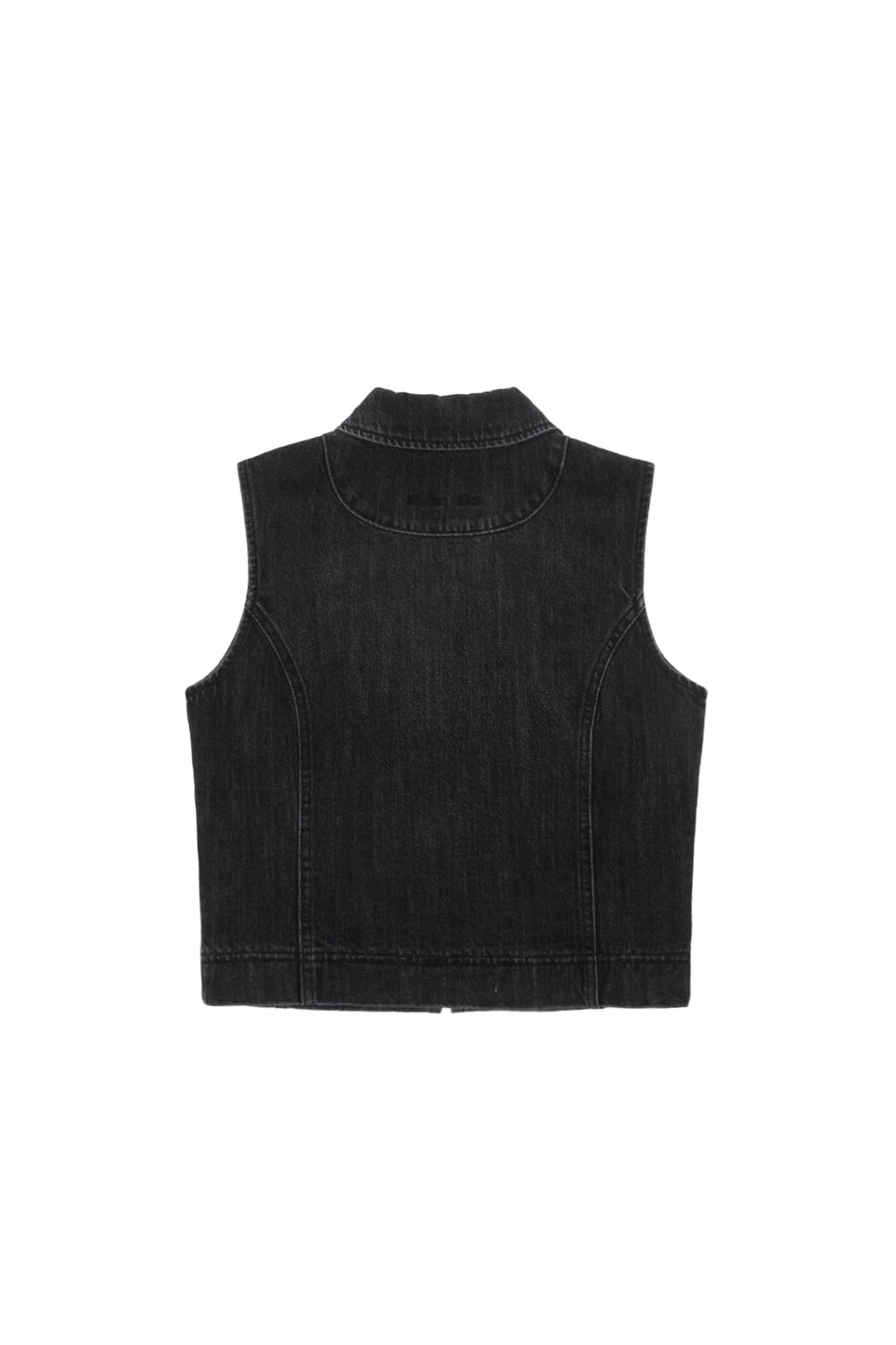 [matinkim] SLIM ZIP UP DENIM VEST IN BLACK