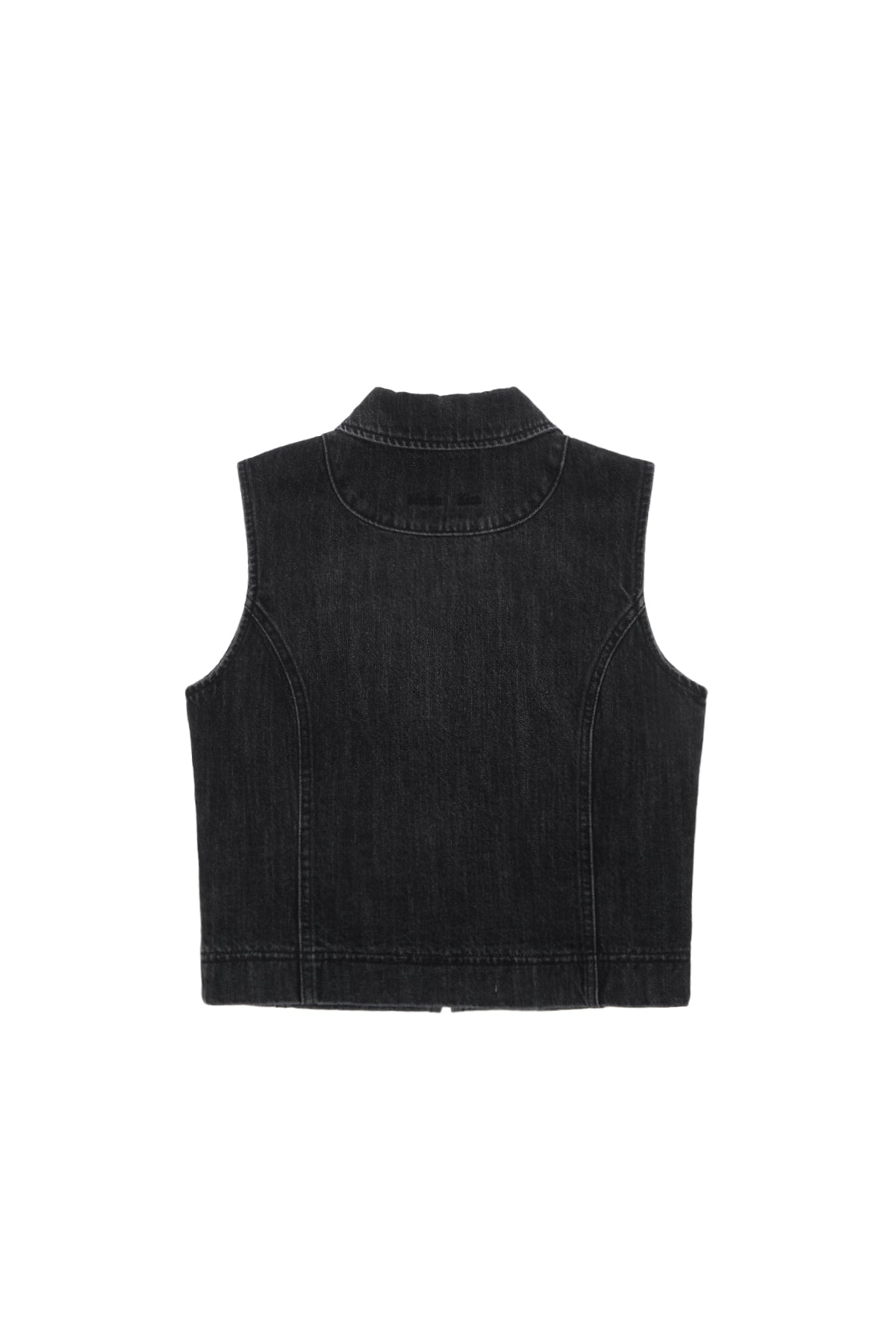 [matinkim] SLIM ZIP UP DENIM VEST IN BLACK