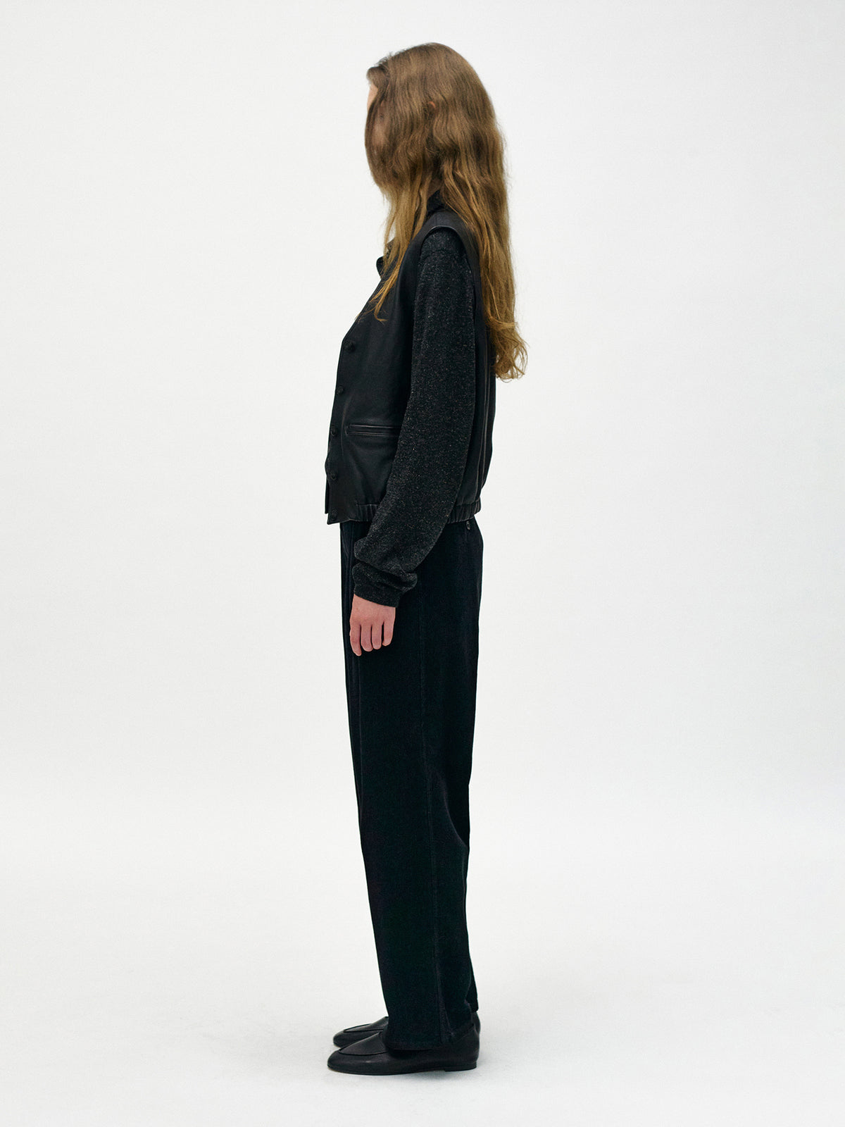 Nothing Written Button-up leather vest (Black) (Pre-order, ships from Oct 30)