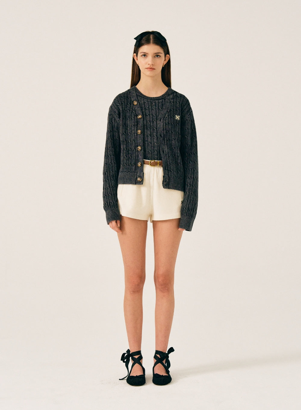 [satur] (W) Faro Over Size Cable Cardigan - Classic Black