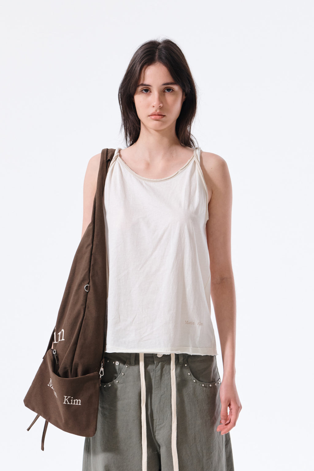 Matinkim Matin Kim Twist Shoulder Sleeveless Top IN Cream