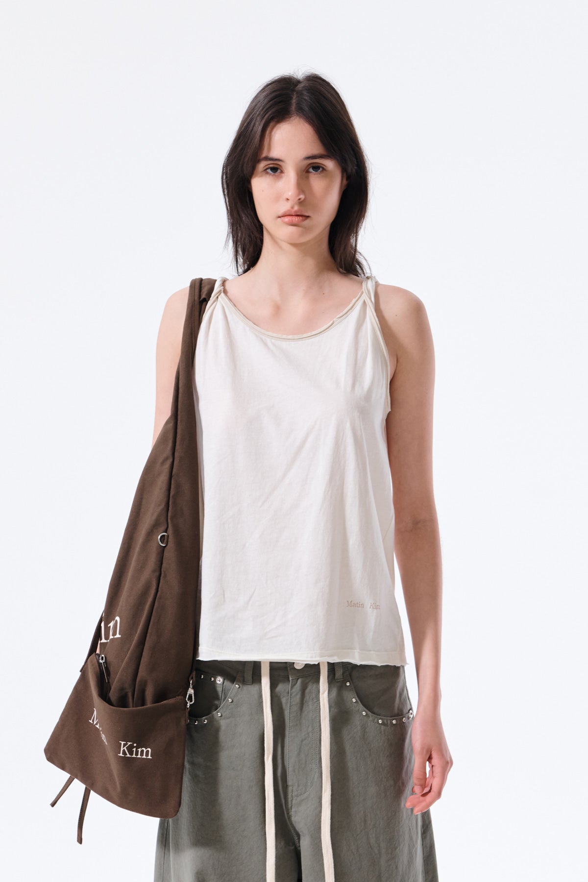 Matinkim Matin Kim Twist Shoulder Sleeveless Top IN Cream