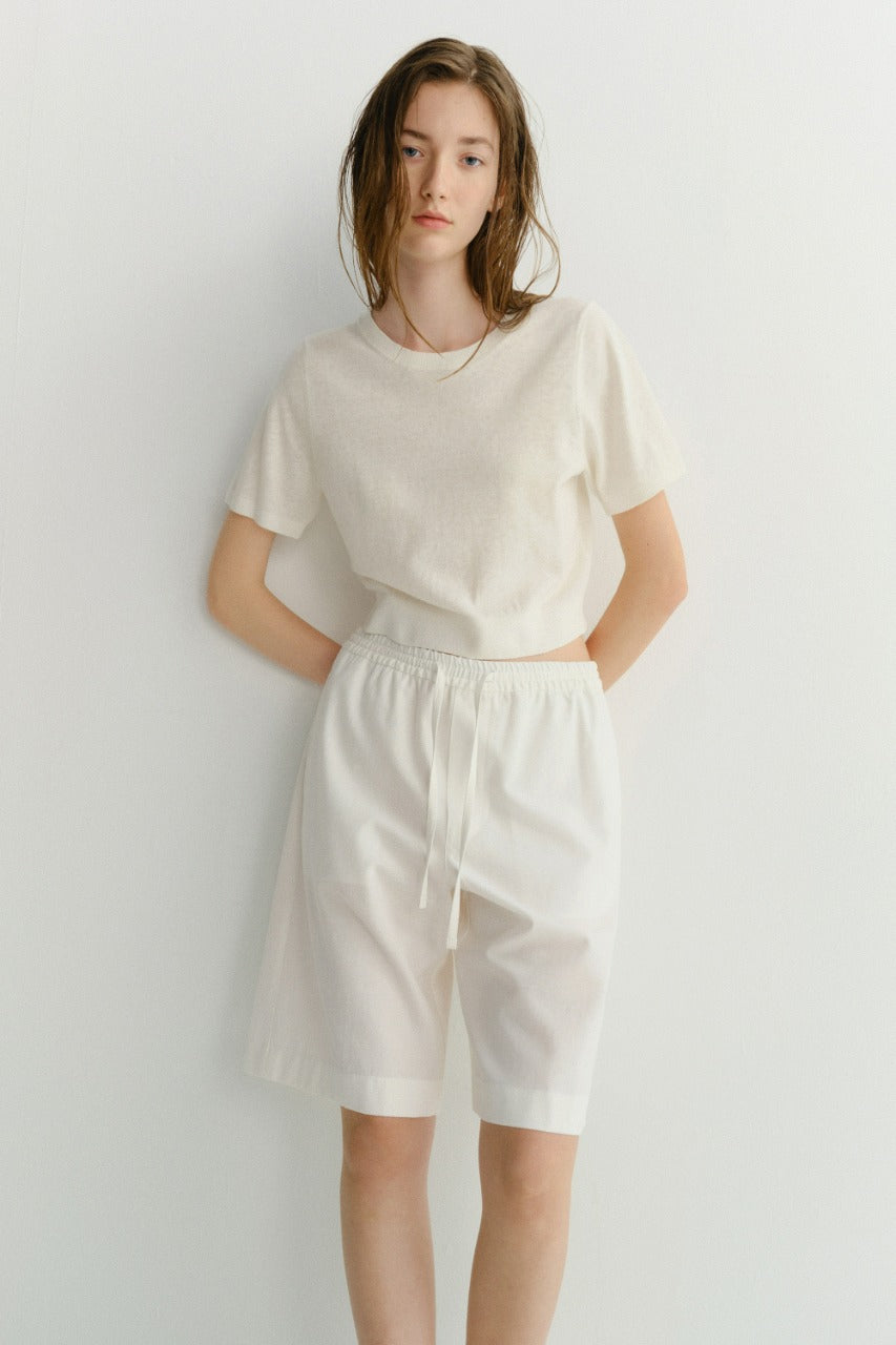 Dunst Unisex Linen Crewneck Knit White