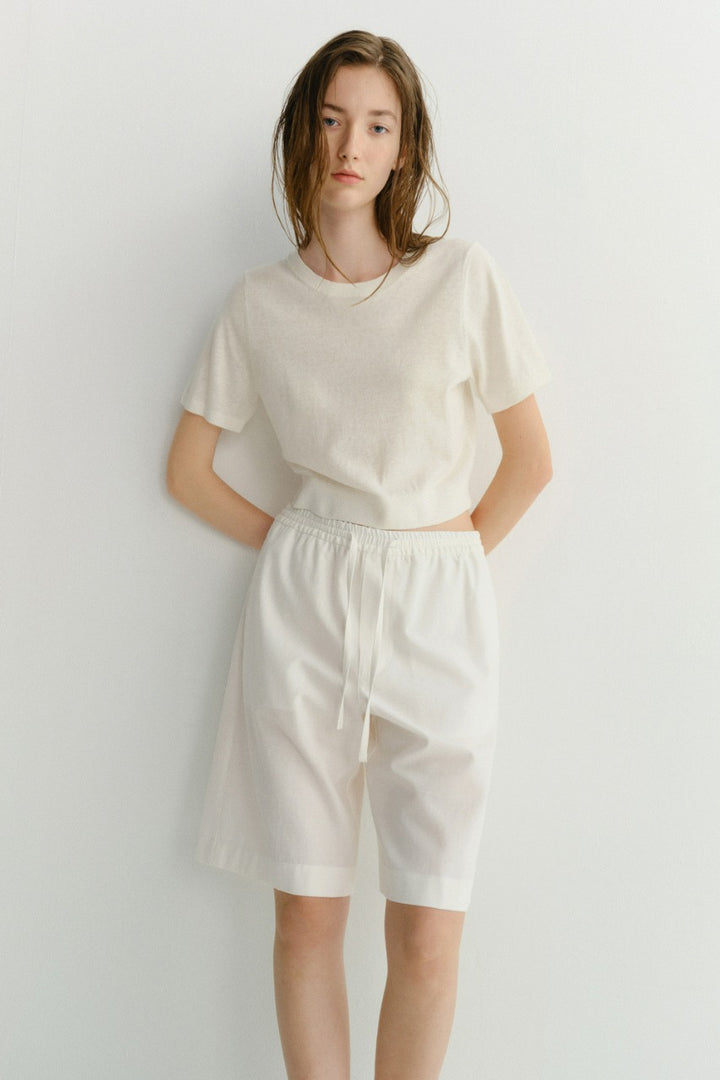 Dunst Unisex Linen Crewneck Knit White