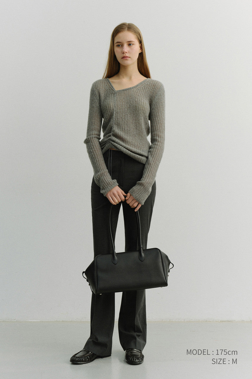 Dunst 2-Way Shirring Knit Top Melange Grey