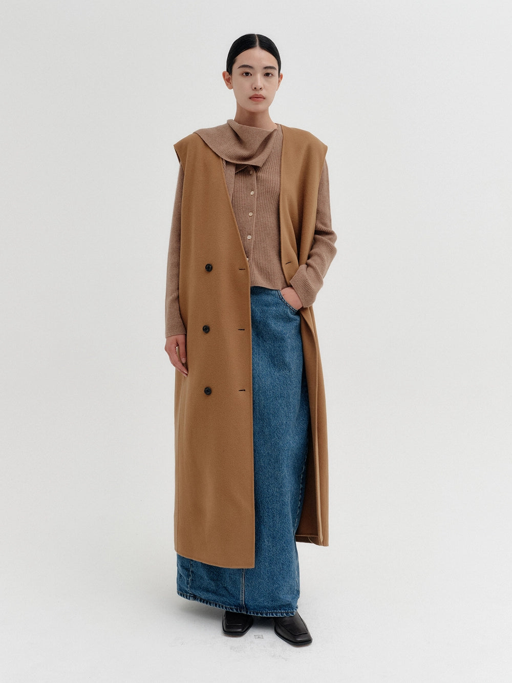 EENK Convertible Double Breasted Coat - Beige