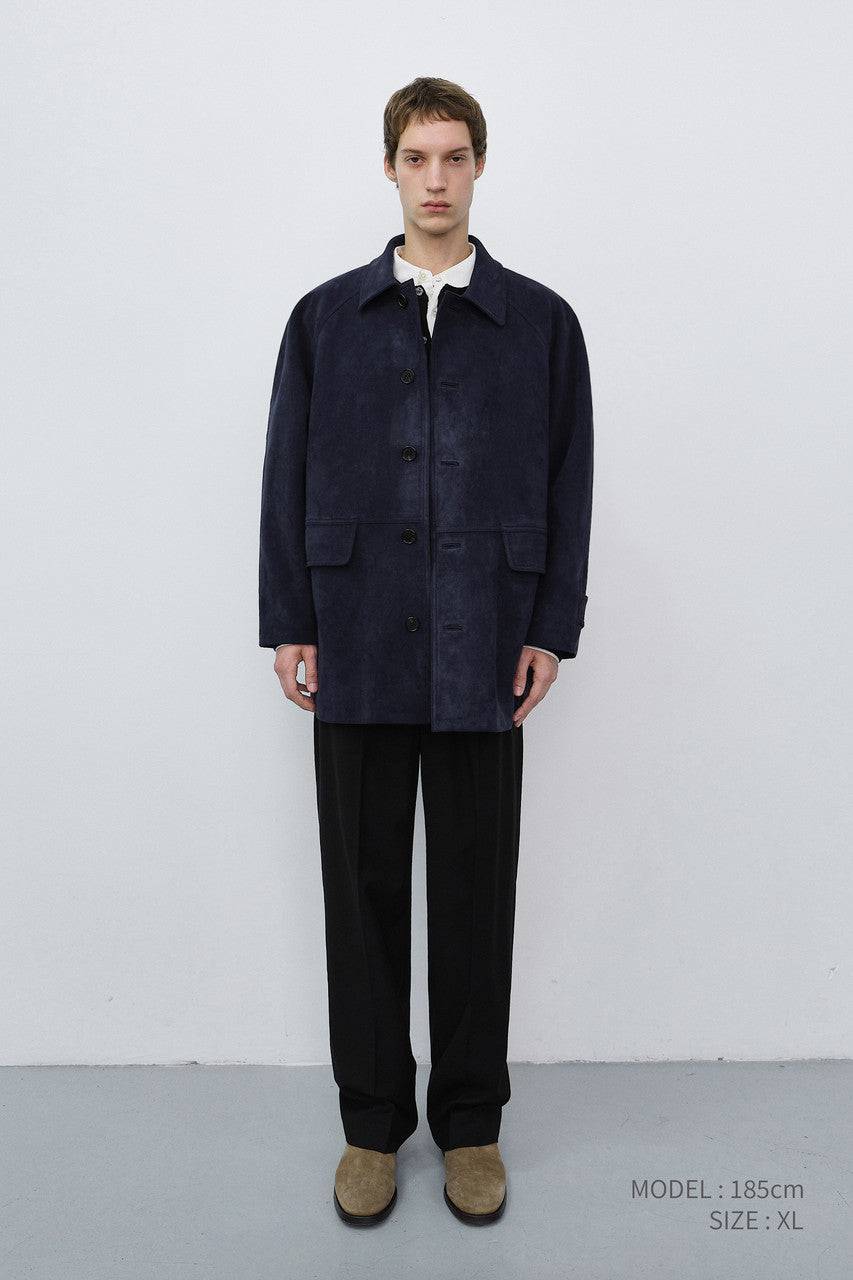 Dunst Unisex Lily Suede Half Jacket Blue Navy