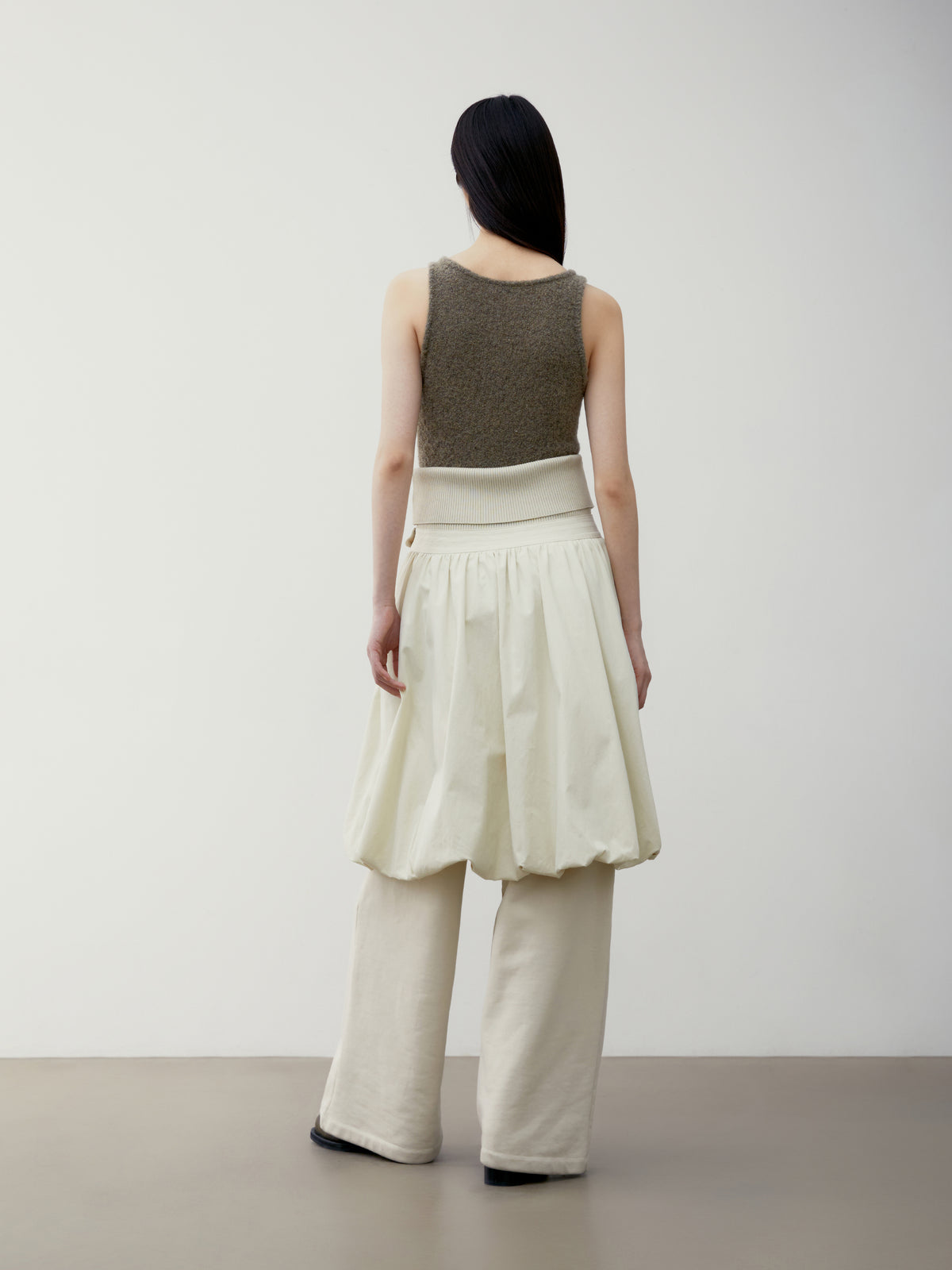 Low Classic Bubble Midi Skirt Cream