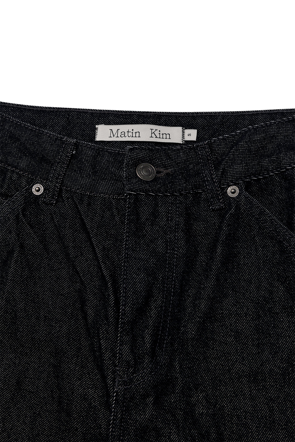 [matinkim] STITCH POINT CRINKLE DENIM PANTS IN BLACK