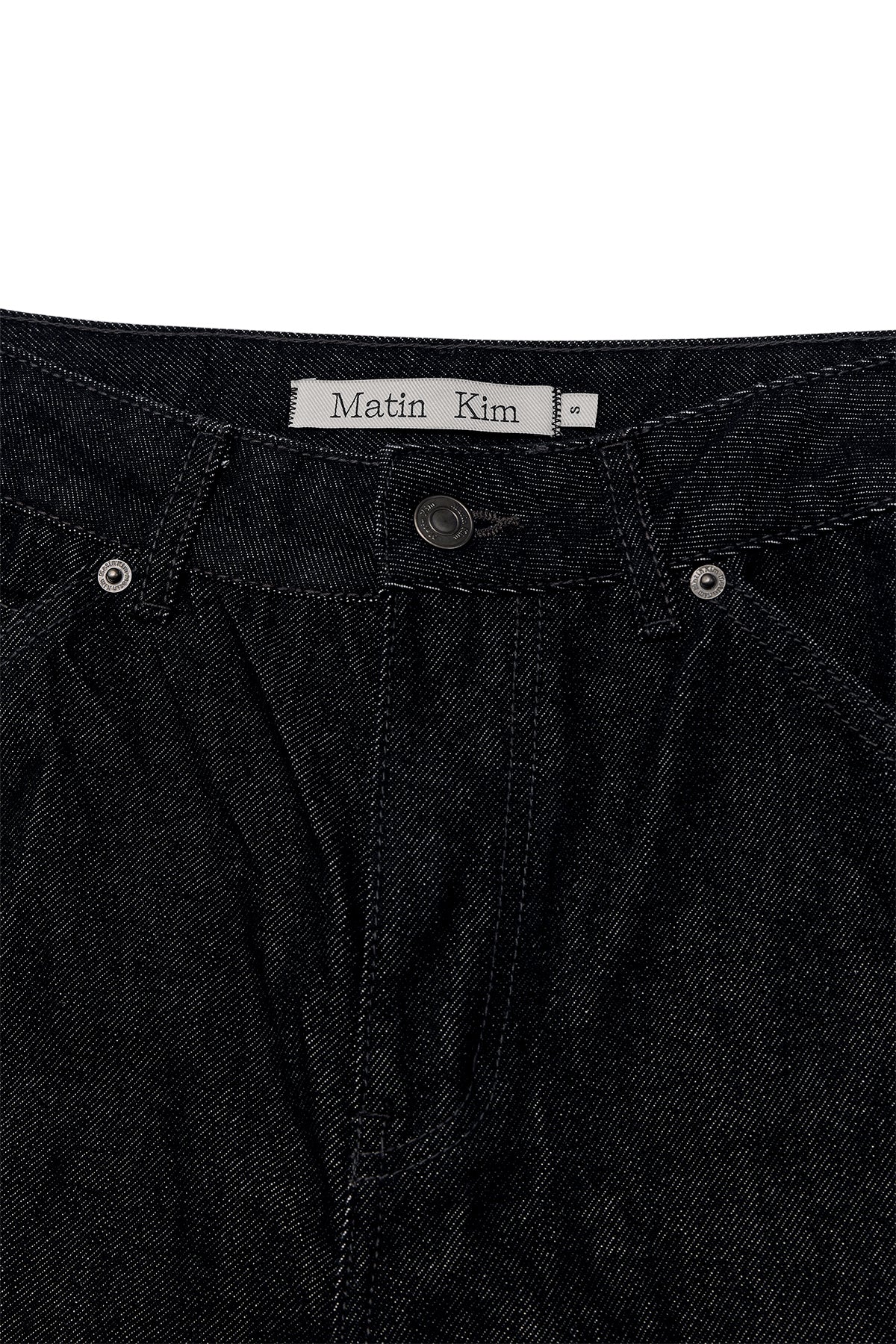 [matinkim] STITCH POINT CRINKLE DENIM PANTS IN BLACK