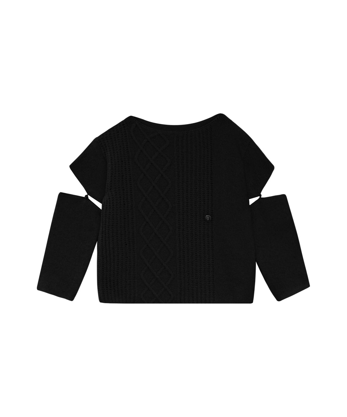 Treemingbird Sleeve Slit Boat Neck Knit Black