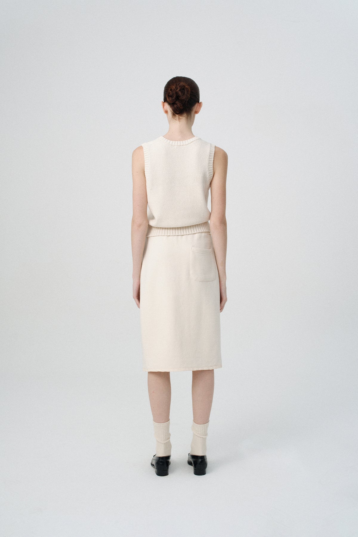 Nothing Written Drawstring cotton midi skirt (Cream)