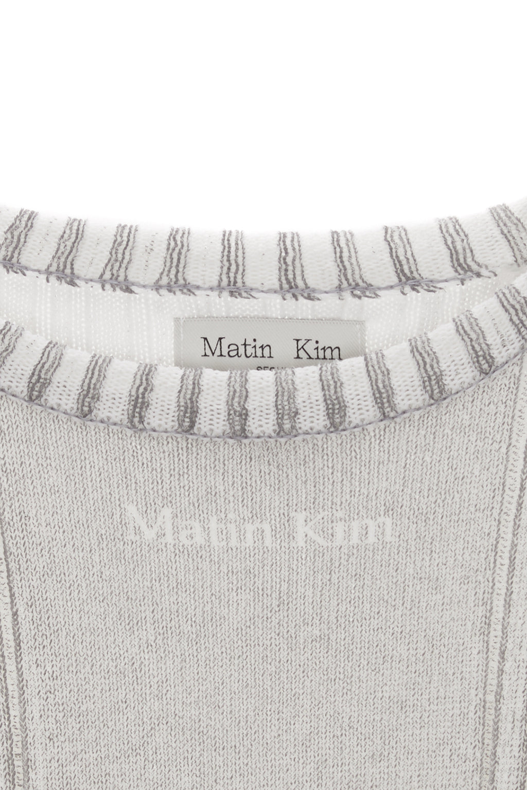 [matinkim] STRIPE PRINTED KNIT PULLOVER IN GREY