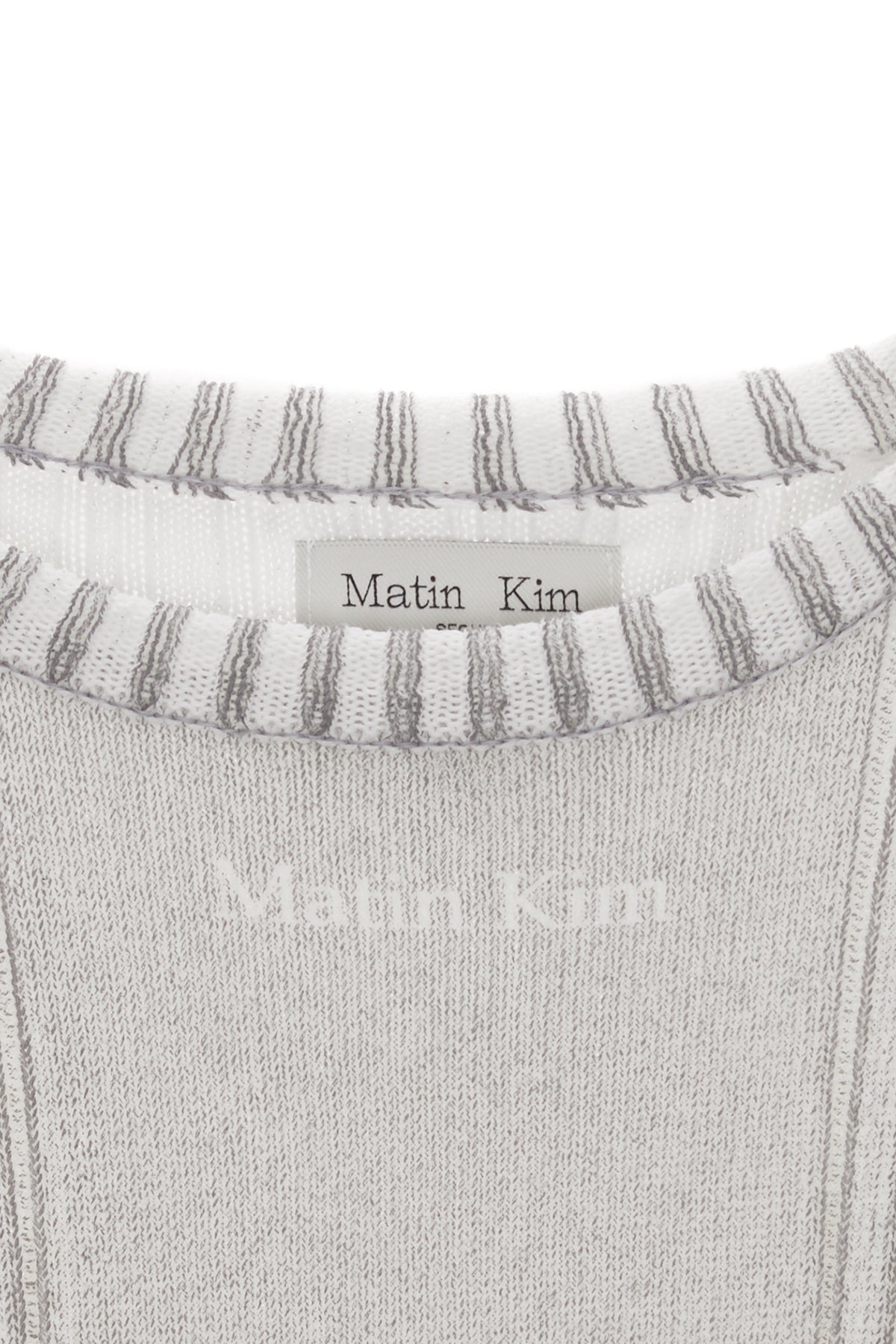 [matinkim] STRIPE PRINTED KNIT PULLOVER IN GREY