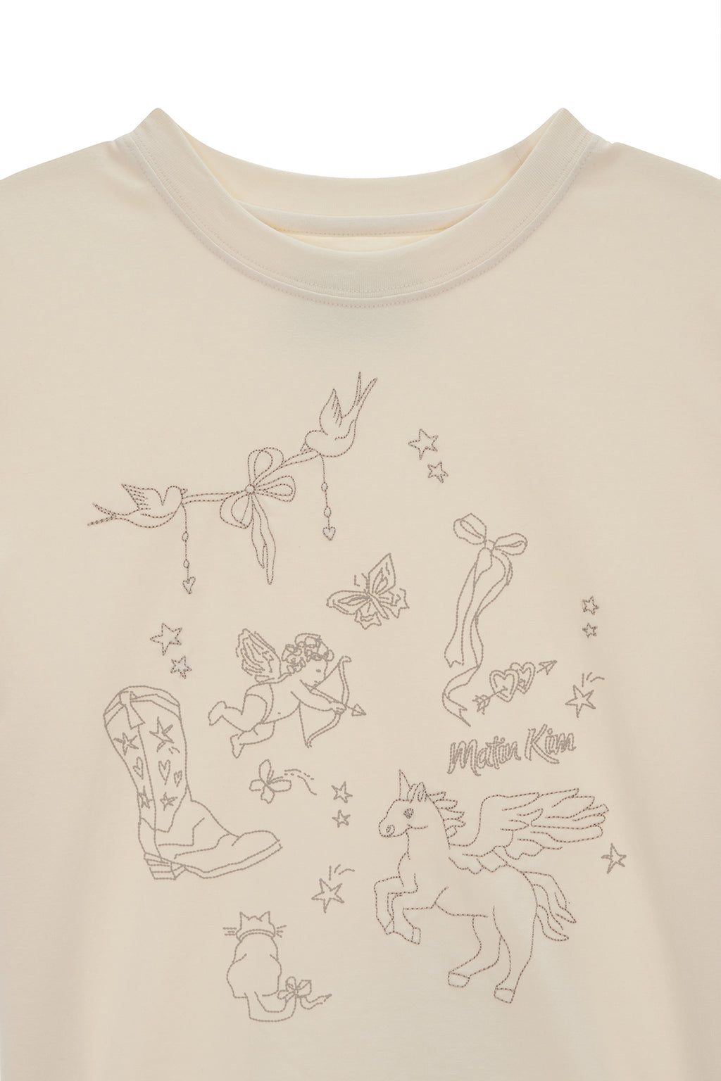 [matinkim] KITSCH PRINTING CROP TOP IN IVORY