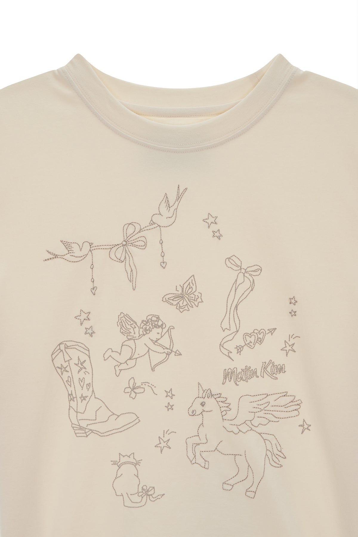 [matinkim] KITSCH PRINTING CROP TOP IN IVORY