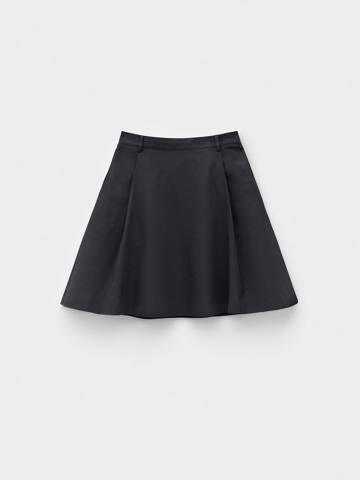 Low Classic Flared Midi Skirt Charcoal