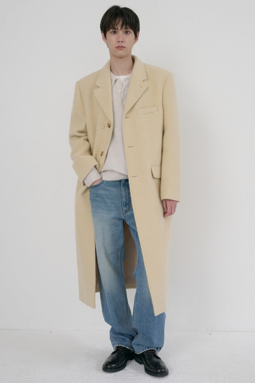Dunst Unisex 2-Way 3 Button Boucle Wool Coat Butter Cream