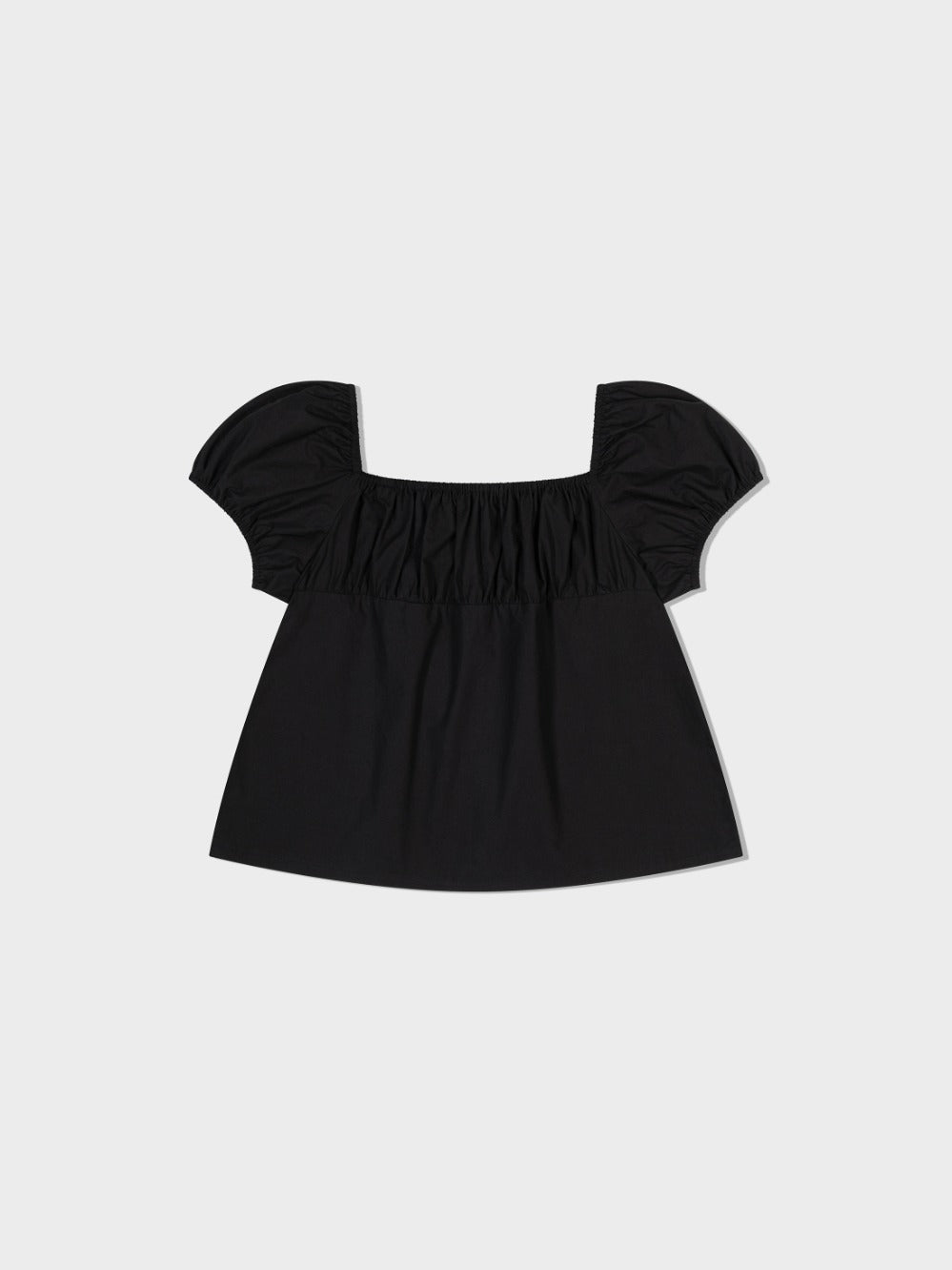 Low Classic Shirring Cotton Top Black