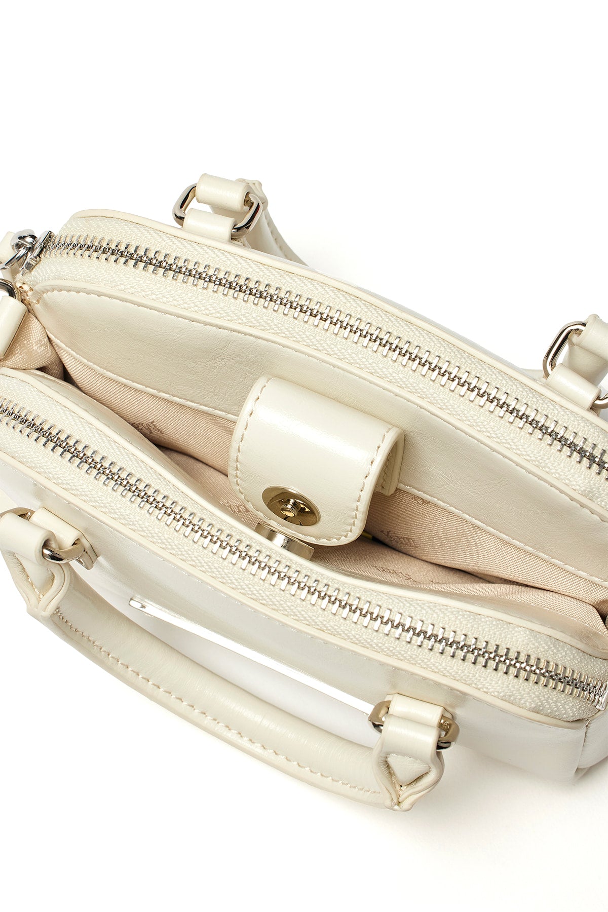 [matinkim] DOUBLE ZIPPER MINI CROSS BAG IN WHITE