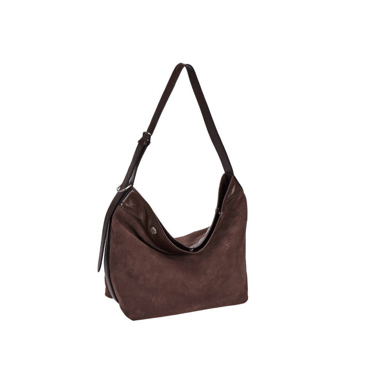 Vunque Perfec Button Up Soft Suede Hobo S Rum Brown