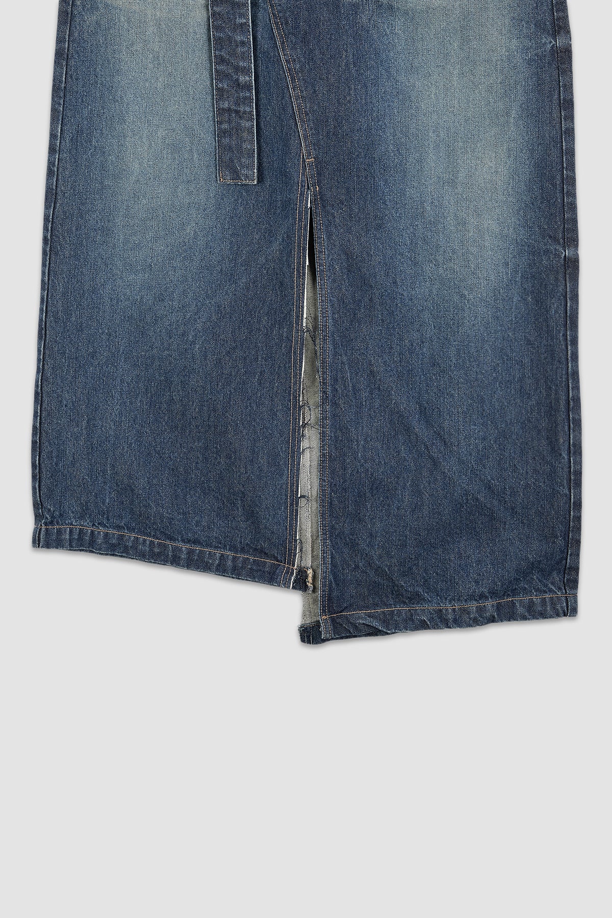 Matinkim Foldover Vintage Washed Denim Skirt IN Blue