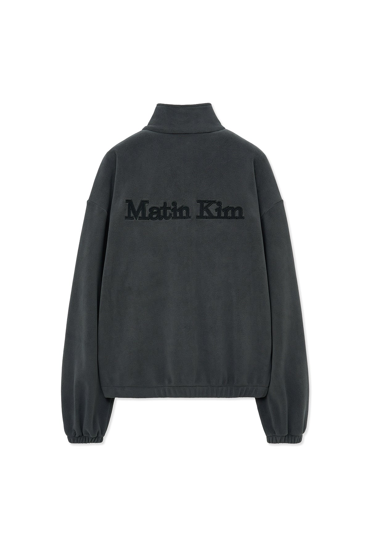[matinkim] SHERPA FLEECE HALF ZIP UP TOP IN CHARCOAL