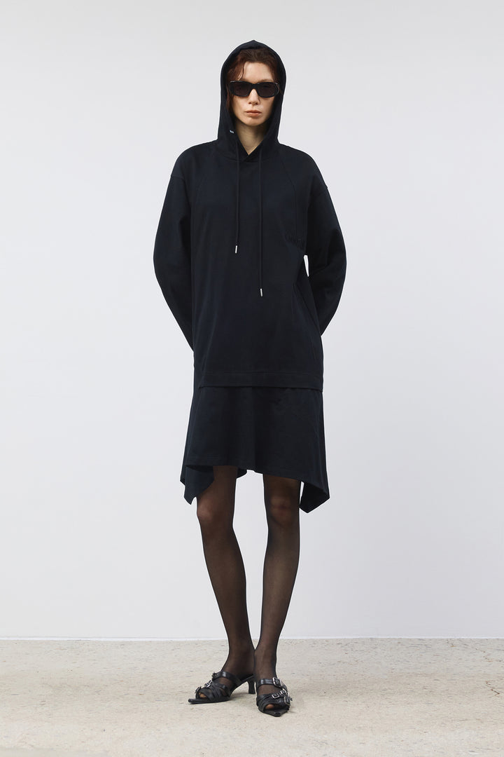 Matinkim Back Open Hoody Jersey Dress IN Black