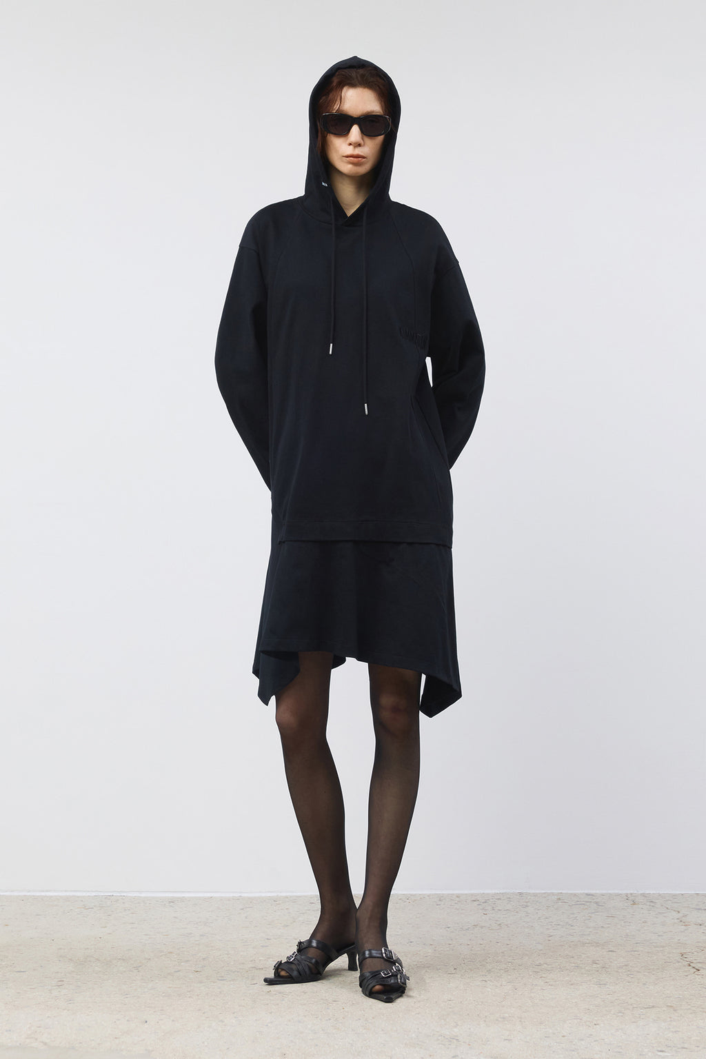 Matinkim Back Open Hoody Jersey Dress IN Black