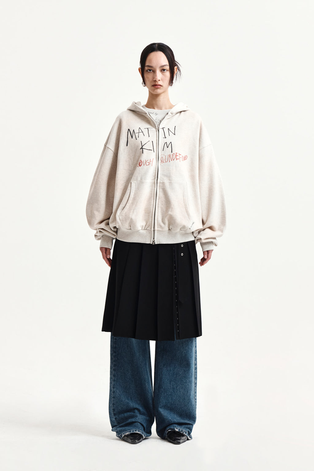 Matinkim Back Pocket Patch Destroyed Denim Pants IN Blue