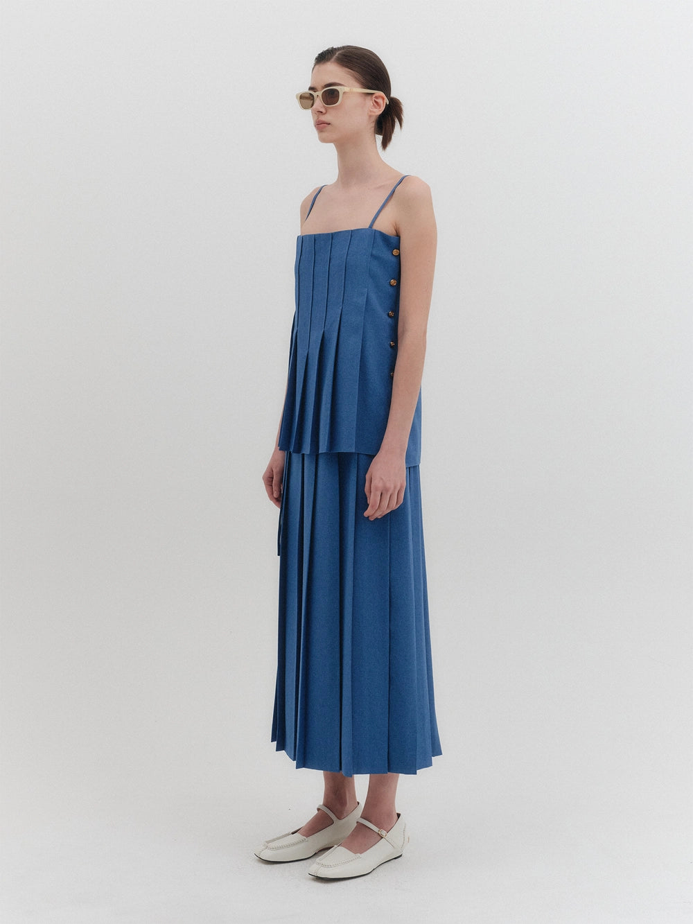 EENK Pleated Sleeveless Top - Blue
