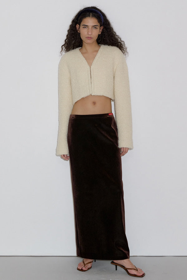 Overdueflair Boucle V Crop Cardigan