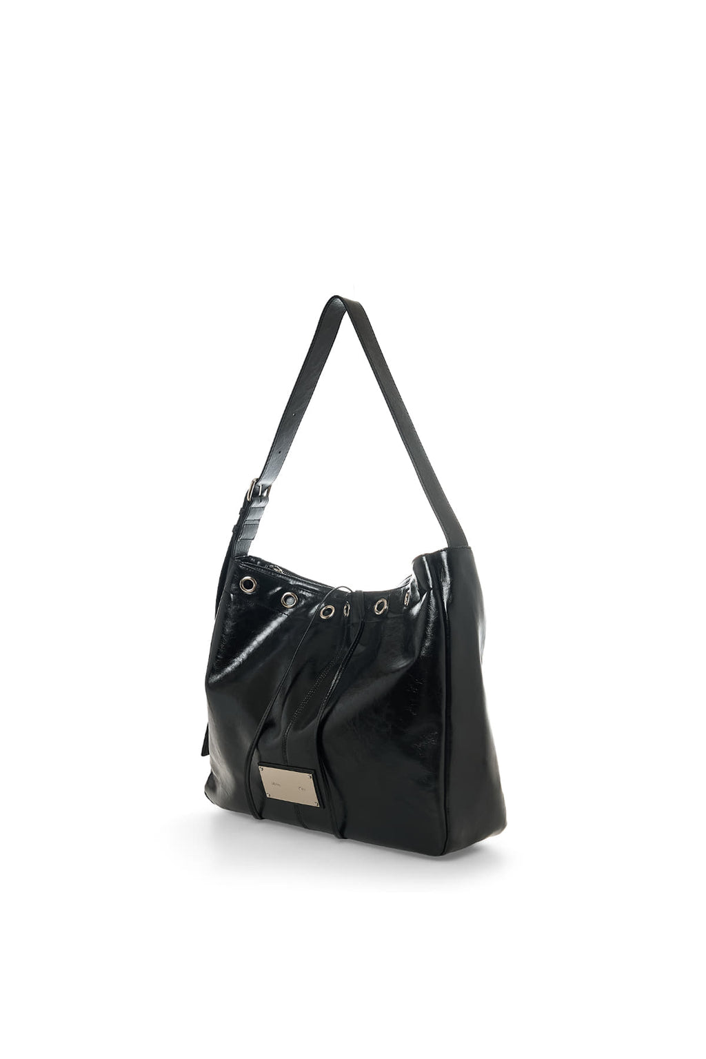 Matinkim Matin Eyelet Point Layered Big Shoulder Bag IN Black