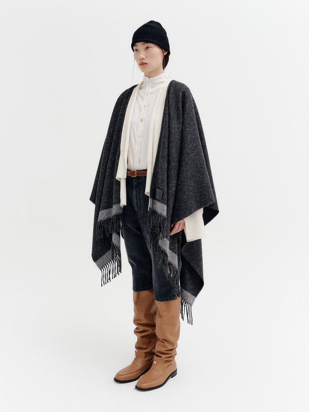 EENK Hem Tassel Shawl - Gray