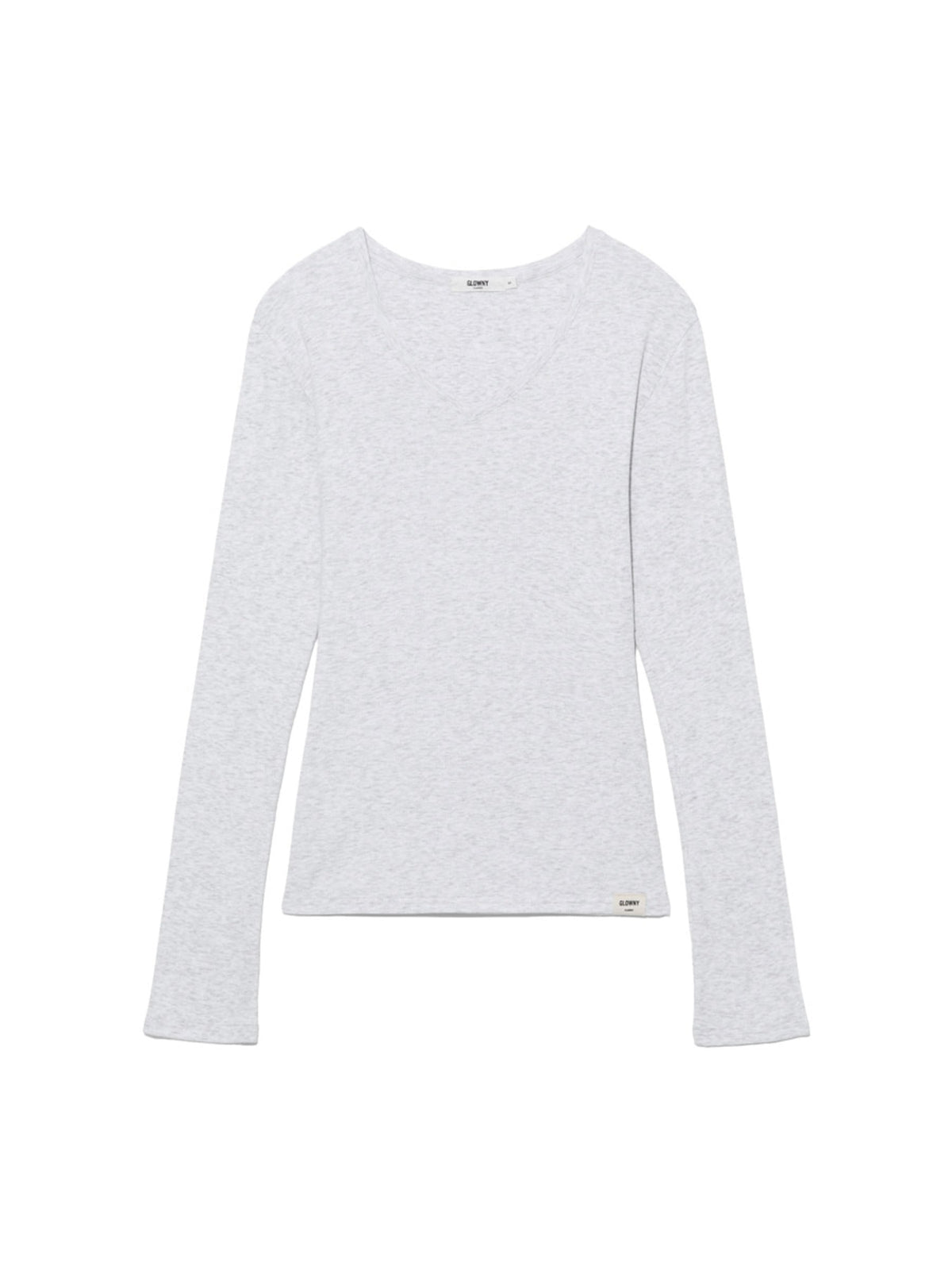 GLOWNY G Classic V-Neck Rib Long Sleeve (Melange Gray)
