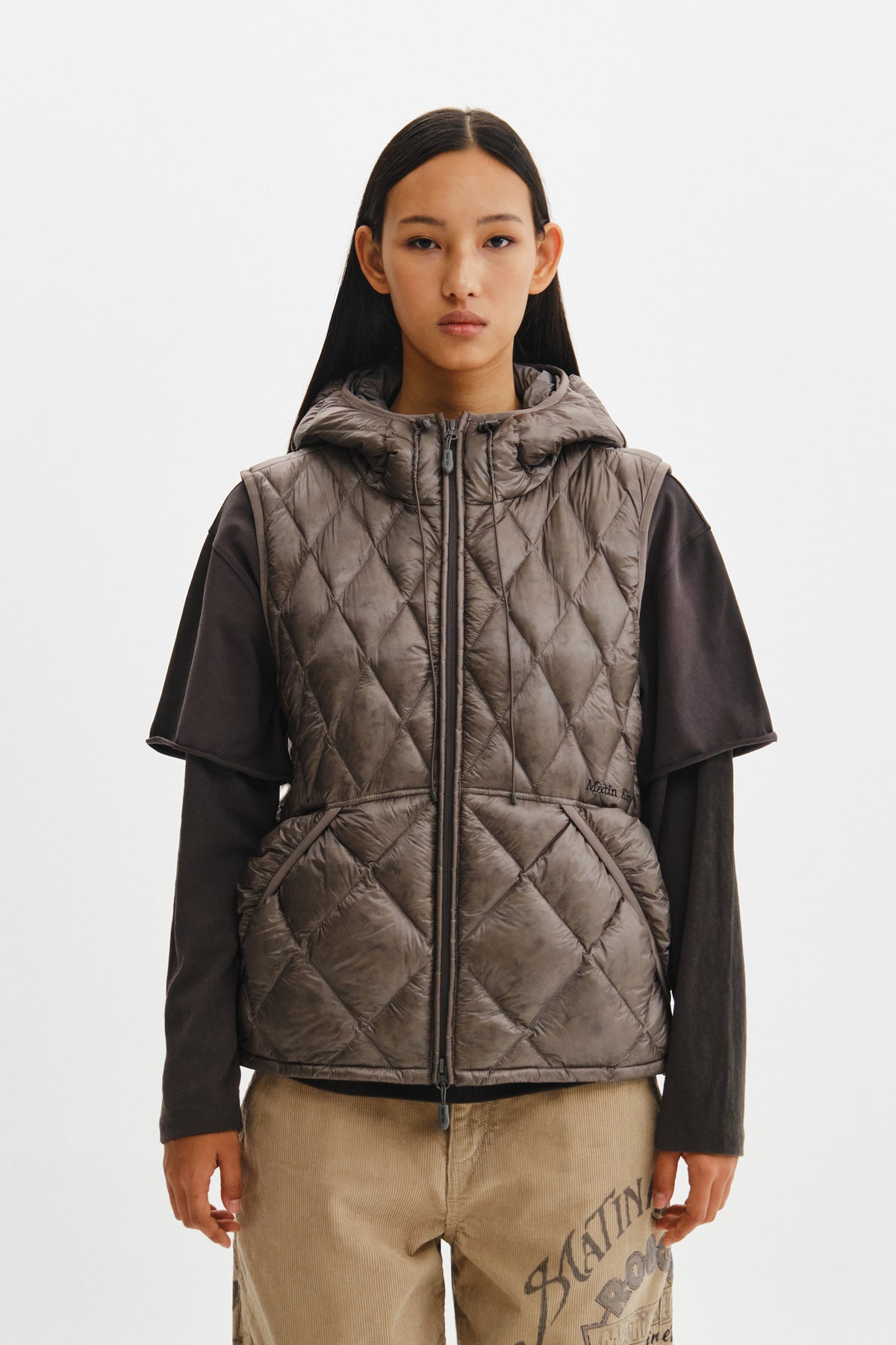 Matinkim Mix Quilted Light Down Vest IN Grey